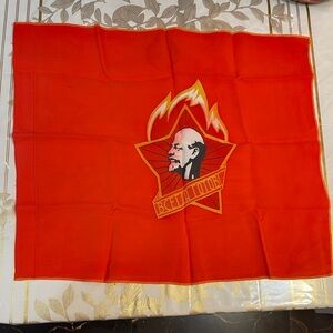 Vintage banner Soviet Union Lenin Pioneers USSR Original 70s